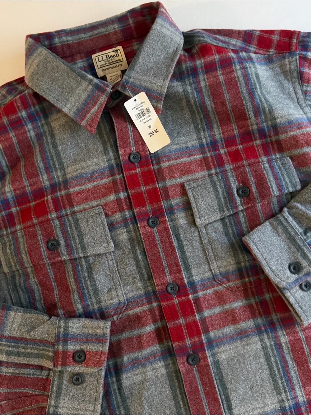 LL Bean Chamois Flannel Men XLT LOOSE Utility Worker Trail Hike Camp Button Up